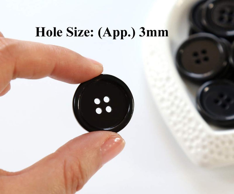 GANSSIA 1 Inch (25mm) Black Resin Buttons Sewing Flatback Button for Garment DIY Craft Decoration Pack of 50PCS - Image 2